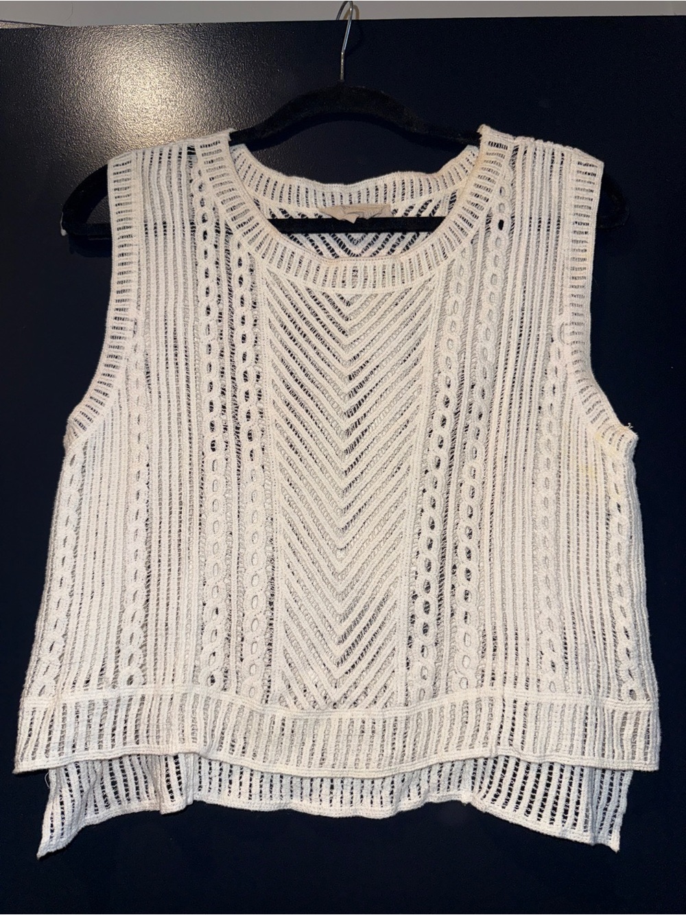 Moon River Cream Open-Knit Sleeveless Tank Top